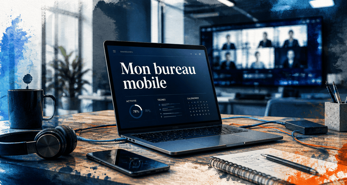 Mon bureau mobile open space ordinateur smartphone