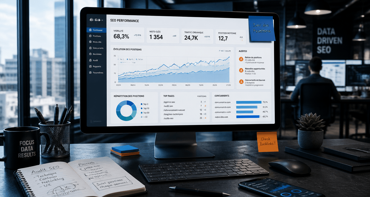 Tableau de bord SEO pour suivi des positions