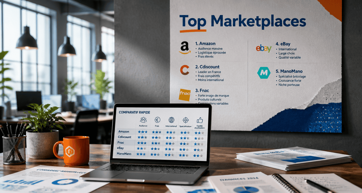 Top marketplace comparatif sur écran d'ordinateur