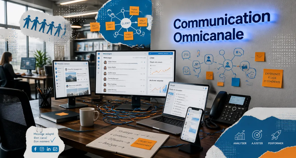 communication omnicanale sur écrans et CRM en open space