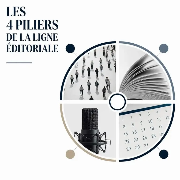 Infographie des 4 piliers pour définir une ligne éditoriale exemple efficace