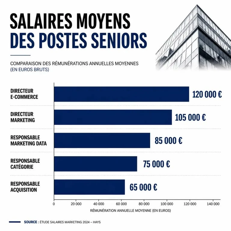 Infographie des salaires des métiers du marketing les mieux payés en France