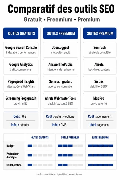 Comparatif des types de générateurs de mots-clés pour le SEO