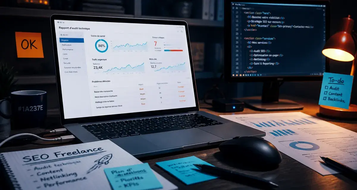 Freelance seo : consultant audit technique sur ordinateur