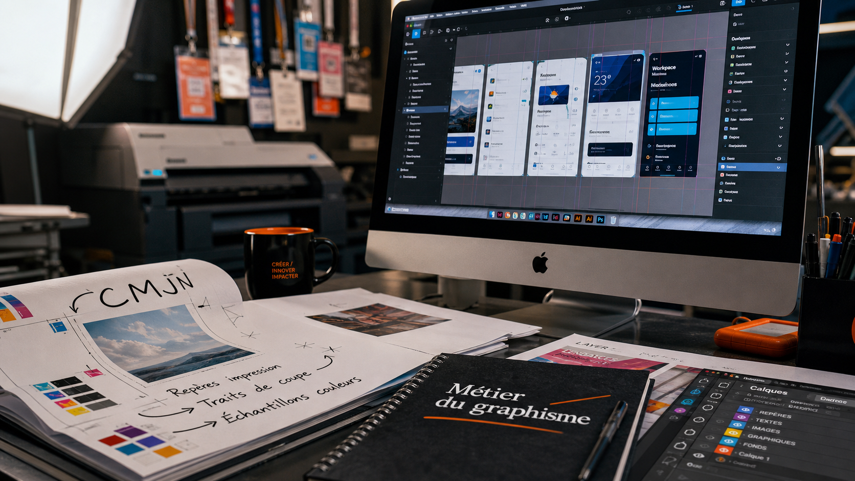 Métier du graphisme : maquettes et UI Figma pour spécialités, salaires et compétences