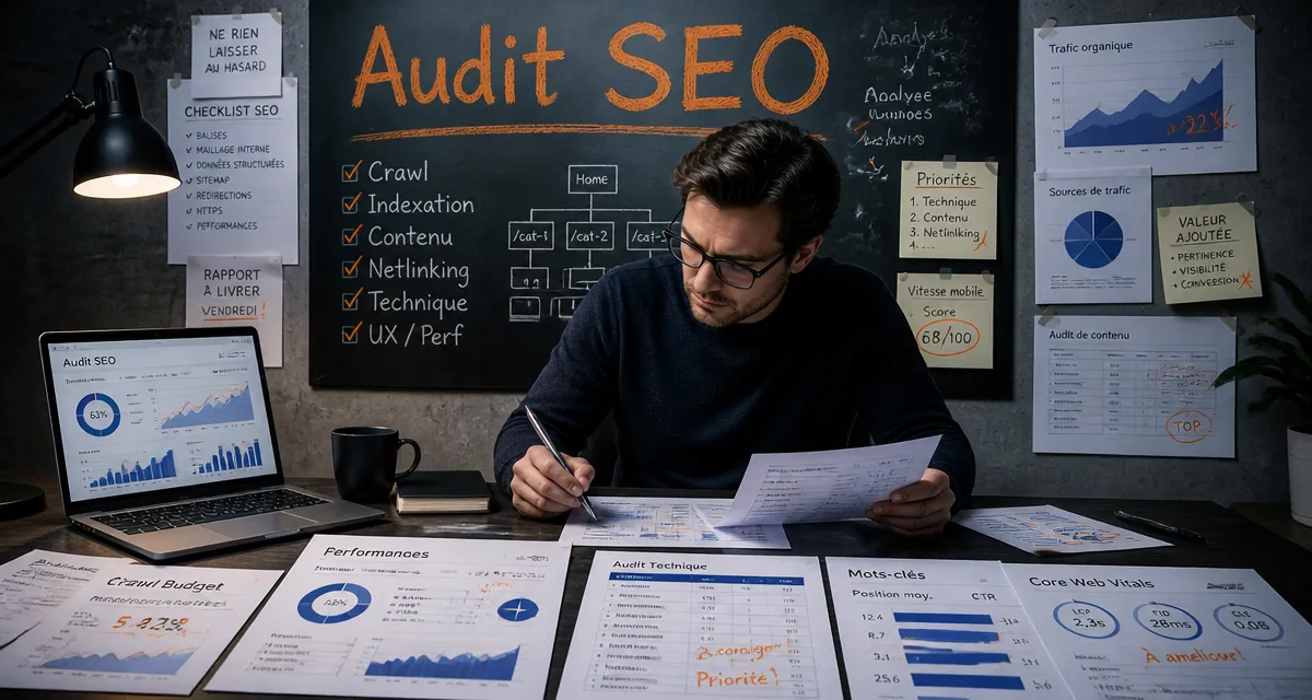 search optimization consultant audit SEO sur ordinateur