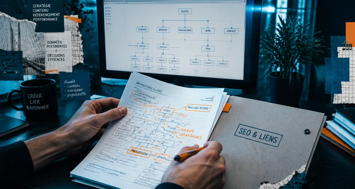 seo and links, schéma d’architecture web sur bureau