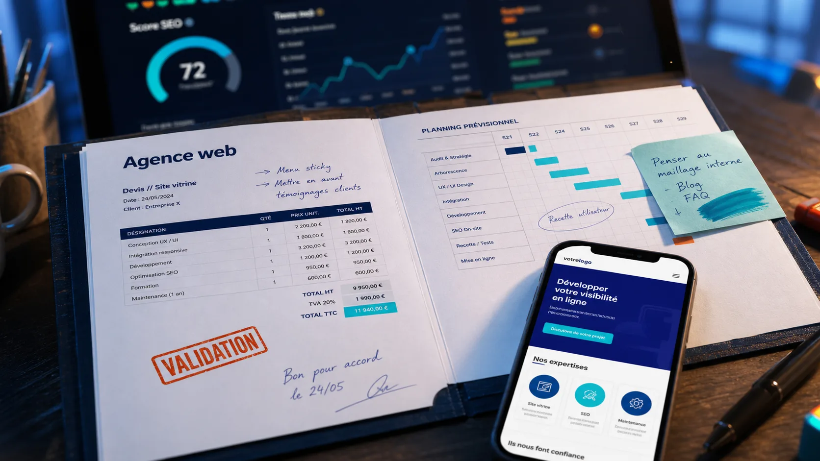 Agence web ile de france : devis validé et suivi SEO