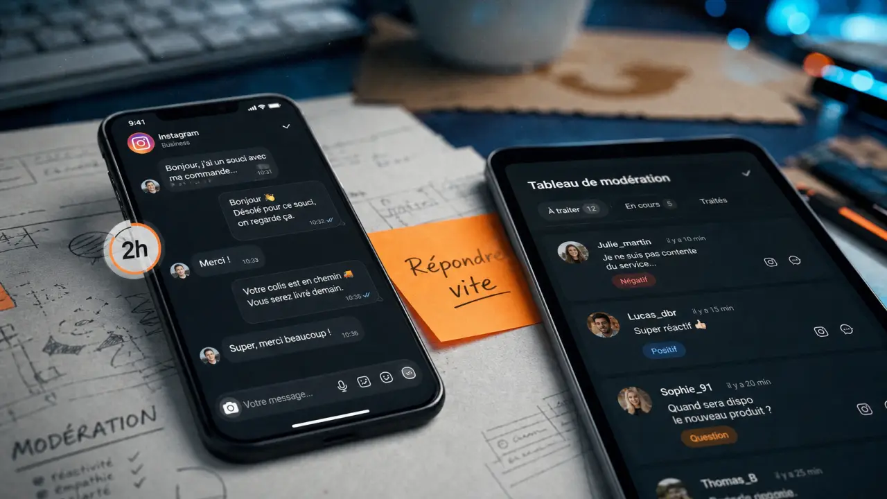 Commentaire Instagram : répondre en 2h et modérer sans étouffer