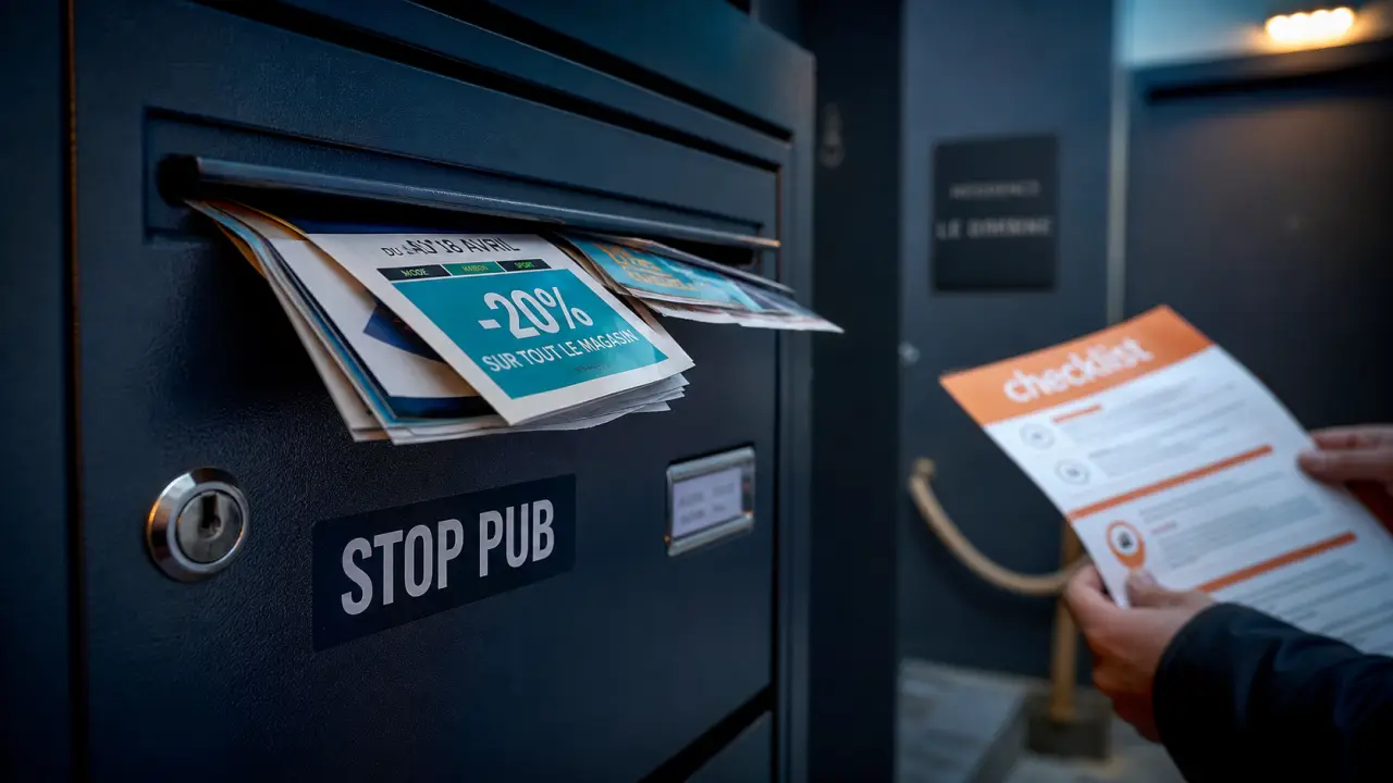 Distribuer des flyers dans les boîtes aux lettres, autocollant STOP PUB