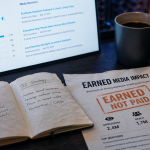earned media sur un bureau : visibilité gagnée, confiance renforcée