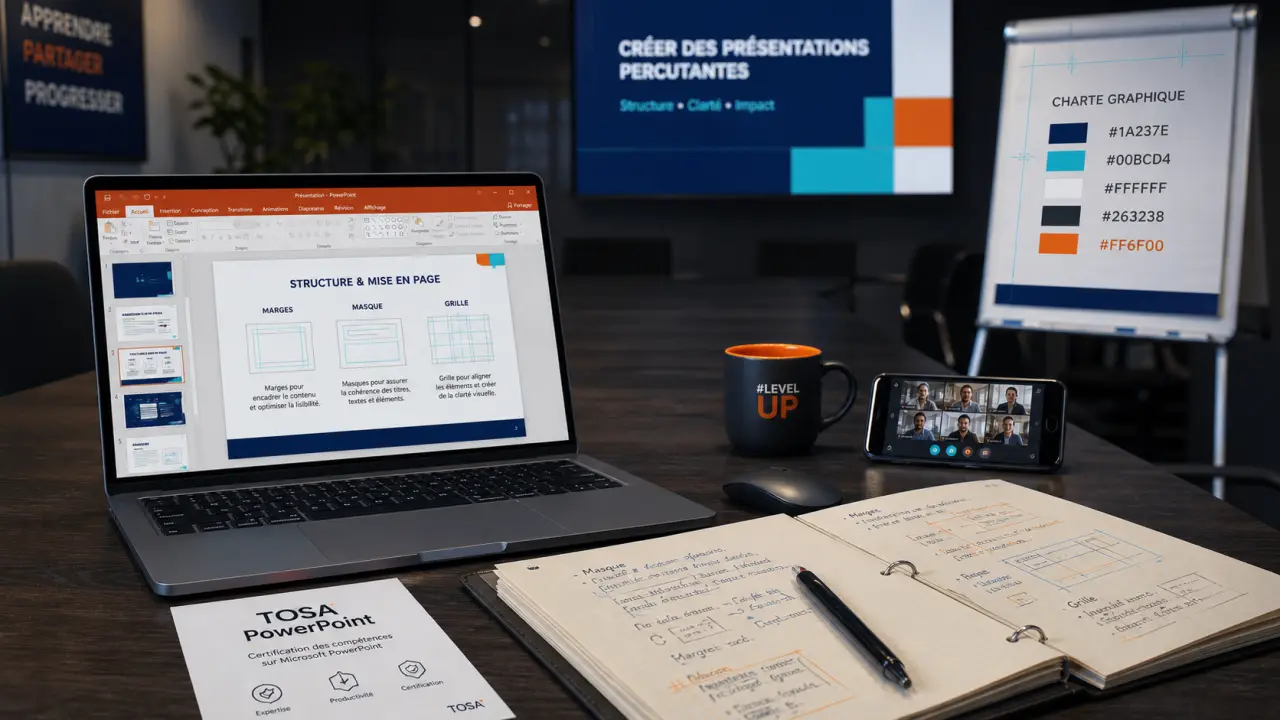 Formation PowerPoint : niveaux débutant et TOSA en salle de formation