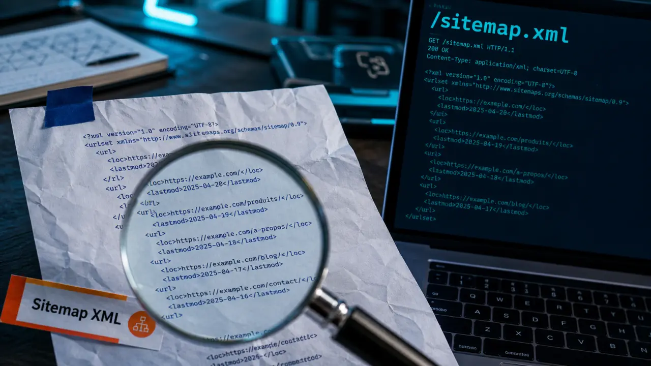 Site map WordPress XML sur ordinateur portable
