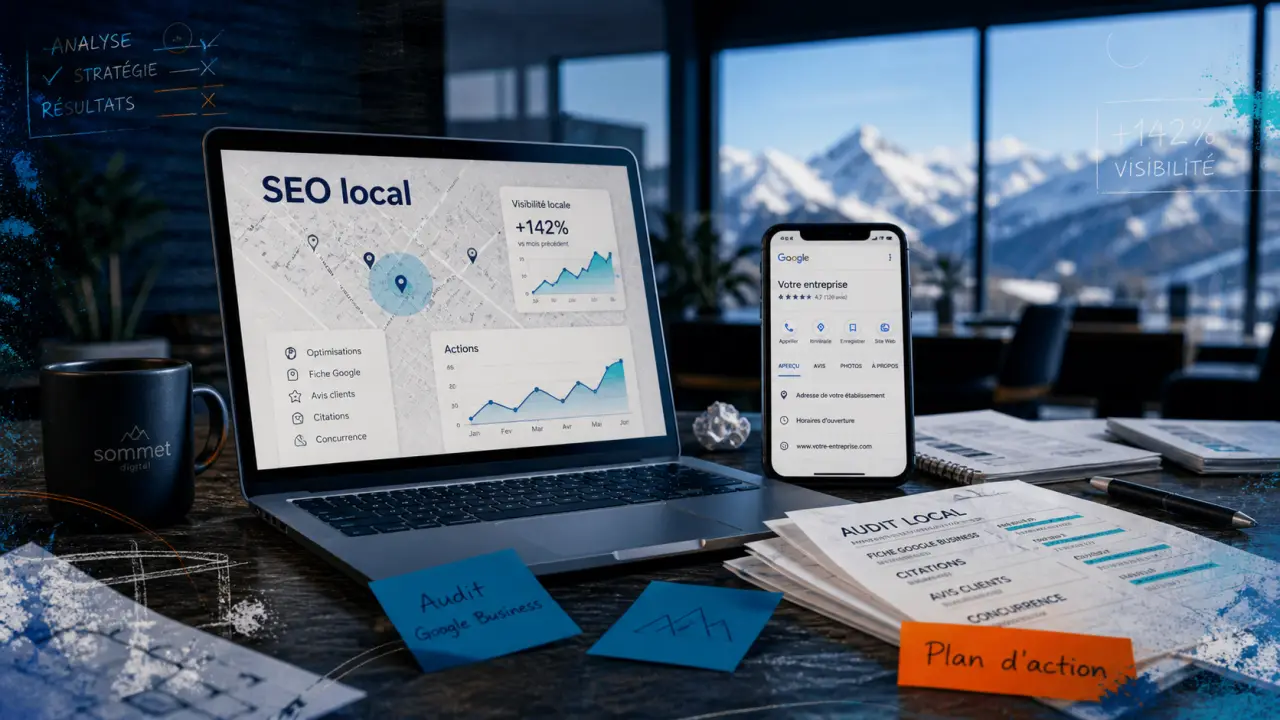 agence seo bourg saint maurice, seo local et trafic qualifié sur laptop