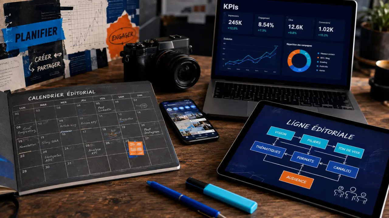 Animer les réseaux sociaux d'une entreprise : calendrier, KPI et formats natifs