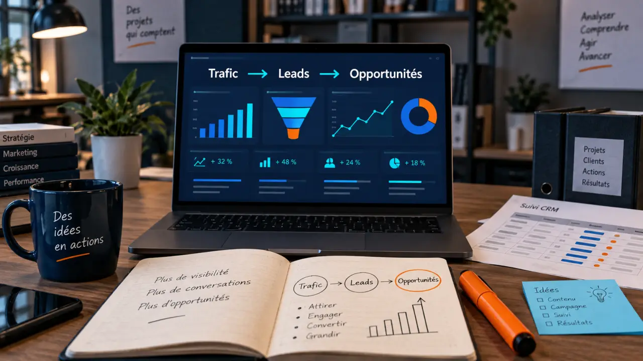 Stratégie acquisition organique startup : trafic vers leads en 90 jours, par canal