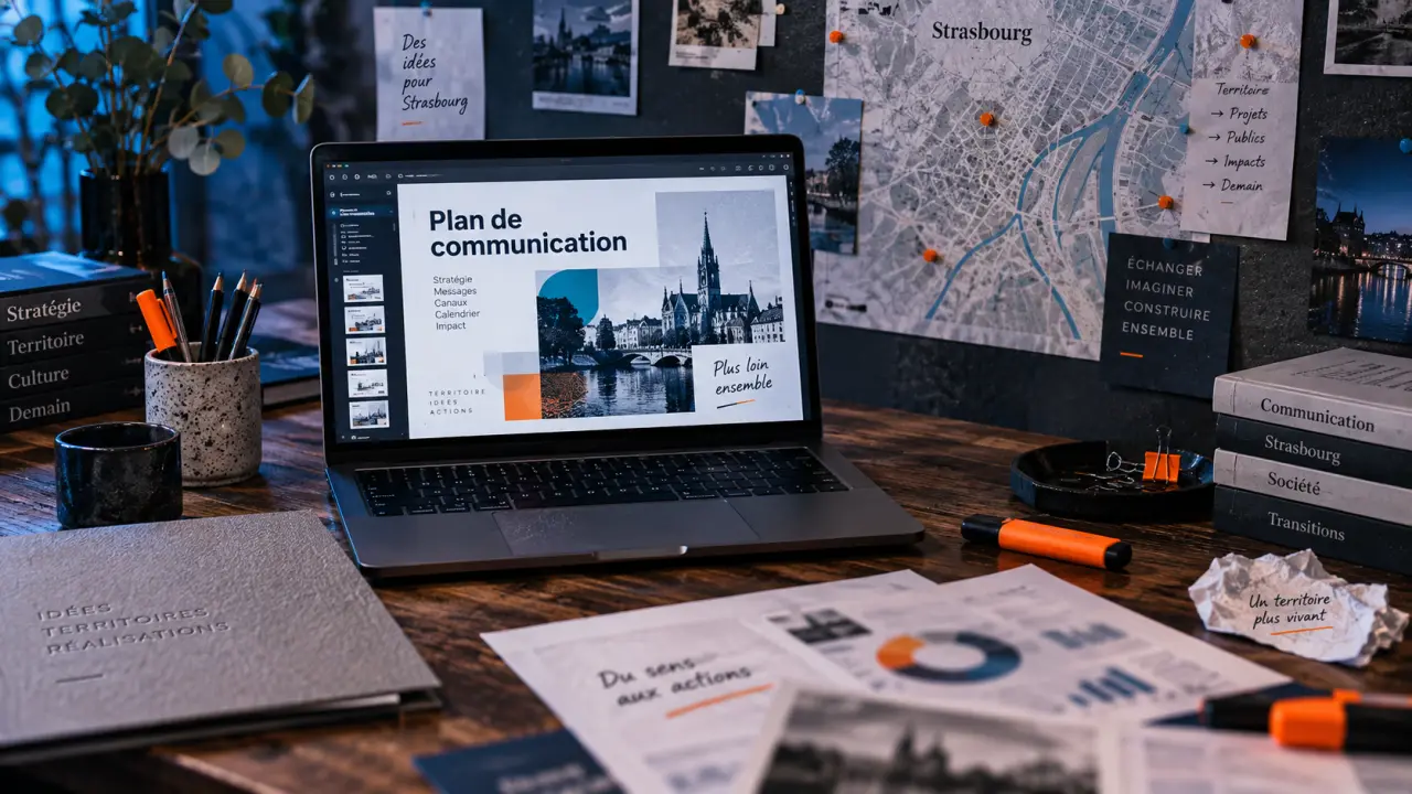 Stratégie de communication lancement entreprise Strasbourg, plan éditorial en atelier