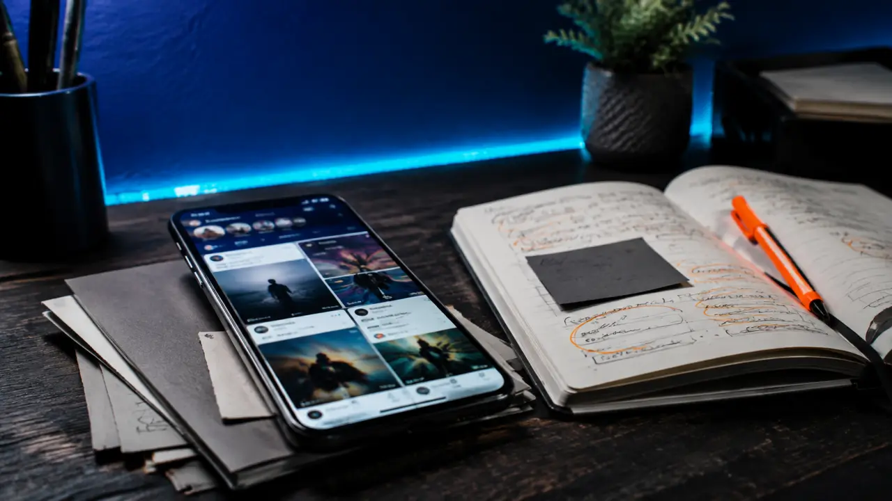 Visibilité instagram sans publication quotidienne, smartphone Instagram sur bureau