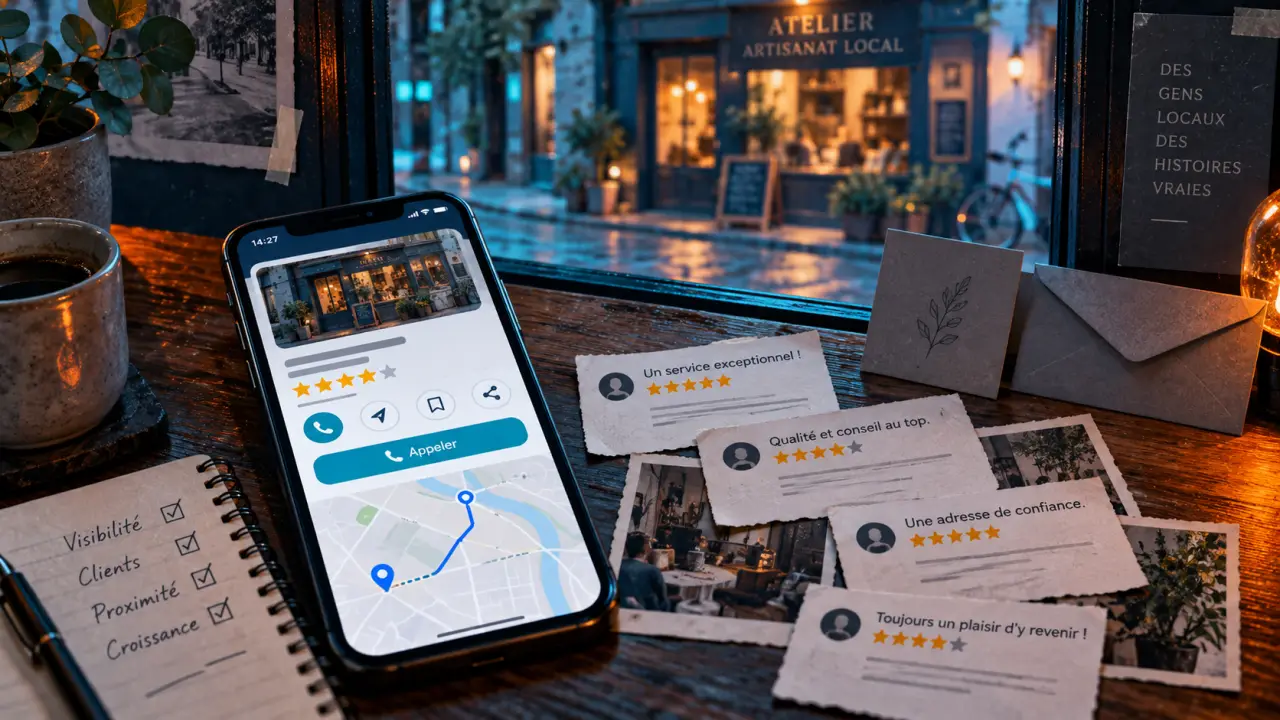Visibilité locale : fiche Google Business Profile, appel et itinéraire sur smartphone