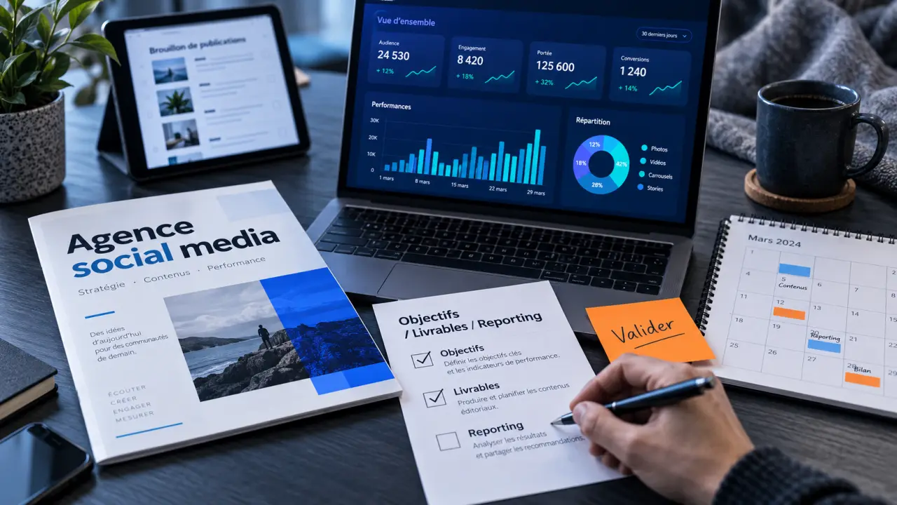 Agence social media marketing Moselle : livrables et reporting sur tableau de bord