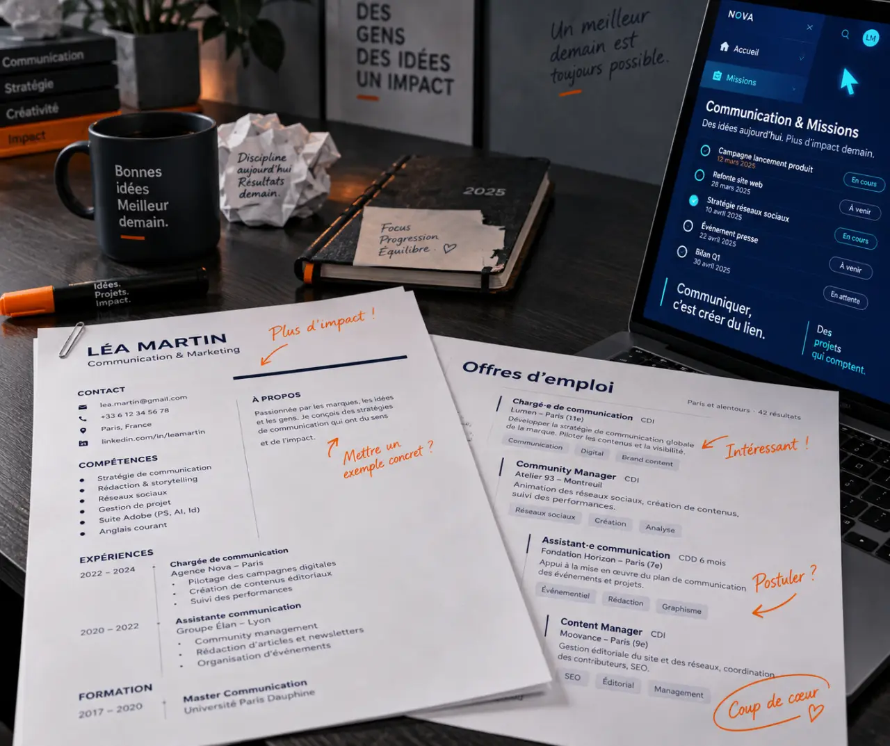 Emploi communication : CV et missions sur bureau