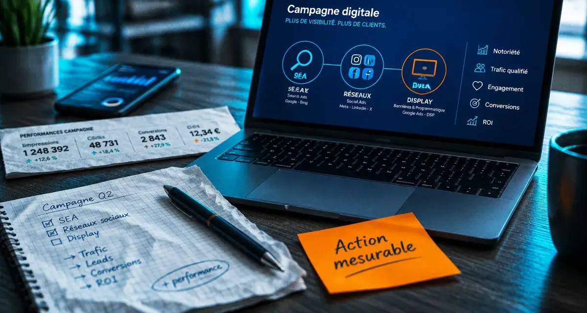 Publicité internet : schéma de campagne SEA et réseaux selon l’intention du public